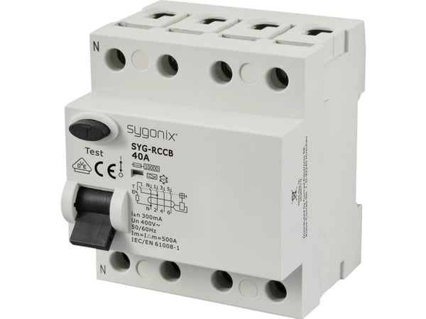 Sygonix SY-6438022 jordfelsbrytare RCCB 4-polig 40 A 300 mA typ A 400 V 10 kA