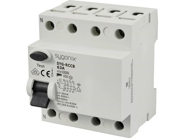 Sygonix SY-6438020 SYG-RCCB 3P+N/A63/10kA/30mA Vikavirtasuojakosketin A 4-nastainen 63 A 0,03 A 400 V/AC