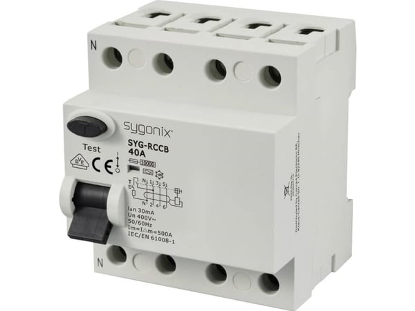 Sygonix SY-6438018 SYG-RCCB 3P+N/A40/10kA/30mA Vikavirtasuojakosketin A 4-nastainen 40 A 0,03 A 400 V/AC