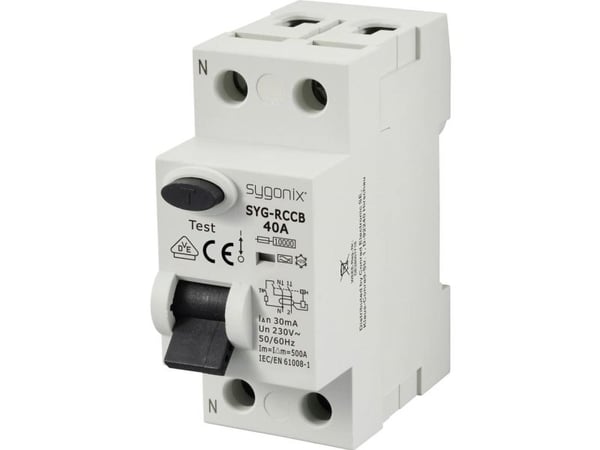 Sygonix SY-6438016 SYG-RCCB 1P+N/A40/10kA/30mA Vikavirtasuojakosketin A 2-nastainen 40 A 0,03 A 230 V/AC