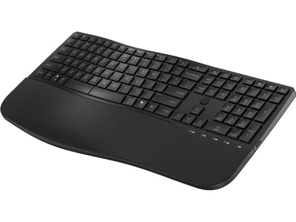 HP 685 komforttastatur med to moduser, QWERTY, Full størrelse (100 og), Trådløs, RF trådløs + Bluetooth, Membrannøkkelbryter, QWERTY, Svart