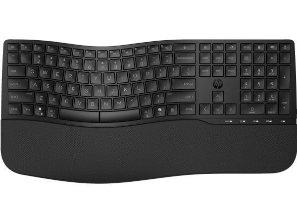HP 685 komforttastatur med to moduser, QWERTY, Full størrelse (100 og), Trådløs, RF trådløs + Bluetooth, Membrannøkkelbryter, QWERTY, Svart