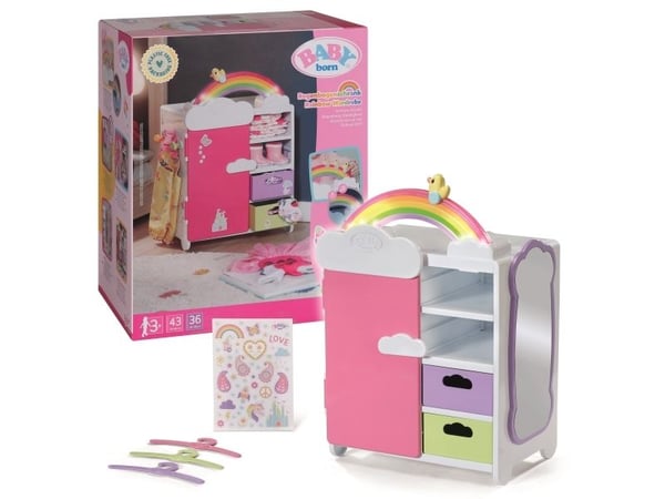 BABY born Rainbow Wardrobe, Nuken vaatehuone, 3 vuosi/vuosia, Tarvitsee patterit, Valoefektit