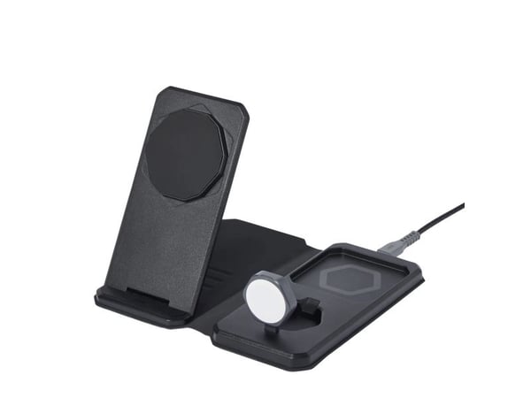 UAG SRGE 3-in-1 - Trådløst ladestativ - with case + AC-strømadapter - 15 watt - svart, grå