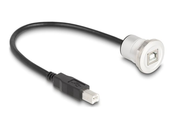 Delock USB 2.0 Type-B paneeliasennuspistorasia, jossa on kaapelin piiskapistoke 30 cm alumiini Delock USB 2.0 Type-B paneeliasennuspistorasia, jossa on kaapelin piiskapistoke 30 cm alumiini