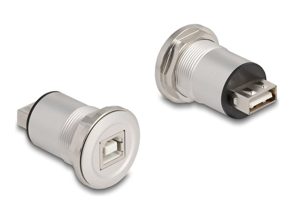 Delock USB 2.0 Type-A Type-B naaras paneeliasennusliitin alumiininen