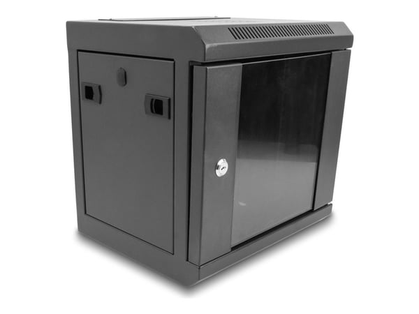 Delock - Skap - with glass door - veggmonterbar, stativmonterbar - svart - 6U - 10"