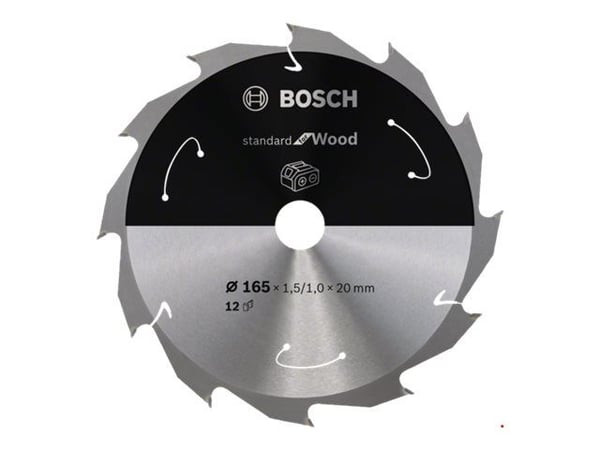 Bosch RUNDSÅG BLAD ACCU STD WOOD 165X20MM 12T