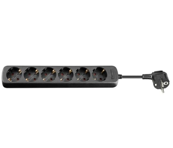 goobay - Effektband - AC 230 V - 3680 Watt - ingång: power CEE 7/7 - utgångskontakter: 6 (CEE 7/4) - 5 m sladd - svart