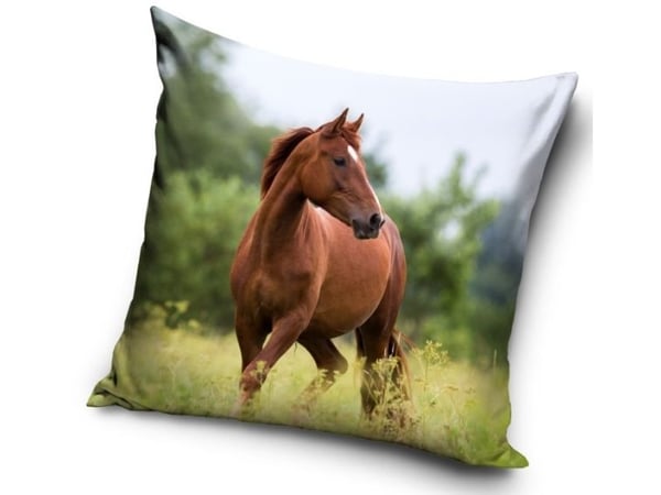 Brun hest pudebetræk 40 x 40 cm