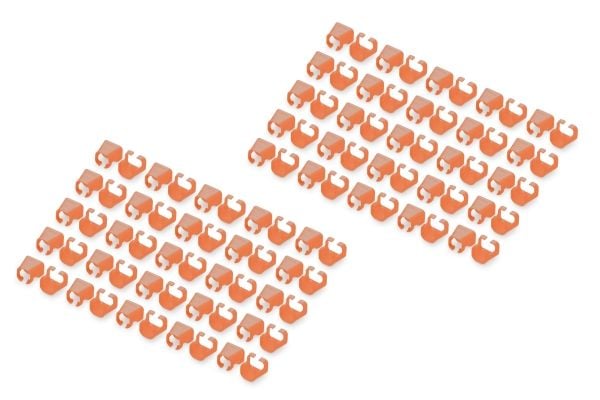Digitus A-CC-O, Färgkodningsklämma, Orange, Polyvinylklorid (PVC), Cat5e/6, 100 styck, 100 mm