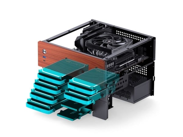 Jonsbo N4 Black, Micro Tower, PC, Sort, ITX, Micro ATX, Stål, Tre, Spilling