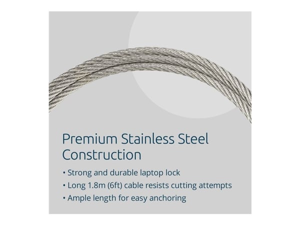 Kensington Slim NanoSaver 2.0 EQ - Lås för säkerhetskabel - nycklad - 1.8 m