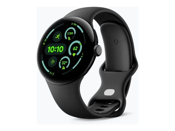 Google Pixel Watch 3 - 45 mm - mattsvart aluminium - smartklokke med aktivt bånd - fluorelastomer - obsidian - båndbredde: L - 32 GB - Bluetooth, W...