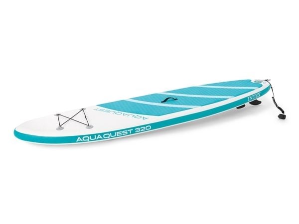 Intex Aqua Quest 320, Surfebrett (SUP), Flat, Flat, Blå, Lyseblå, Hvit, EVA ( Ethylene-vinyl-acetat), Polyvinylklorid (PVC), Aluminium