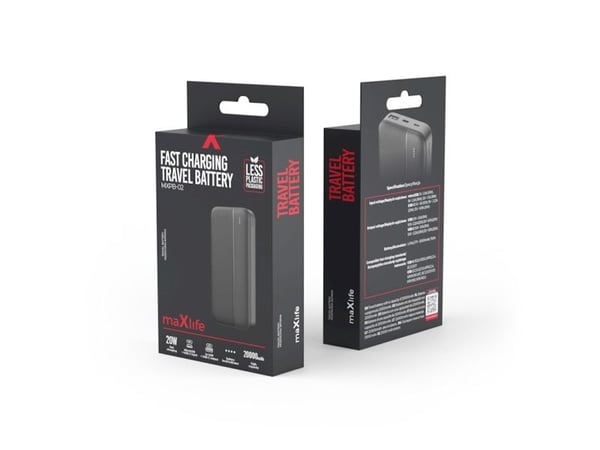 TelForceone Maxlife strømforsyningsenhet MXPB-02 PD QC 20W 20000 mAh svart