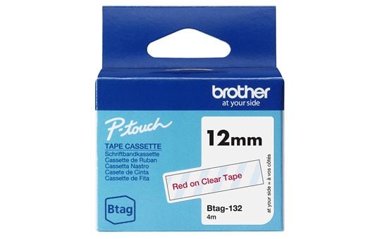 Brother BTAG-132, Punainen läpinäkyvällä, Filippiinit, 5 vuosi/vuosia, Brother, P-touch PT-N10, PT-N20, PT-N25BT, 1,2 cm