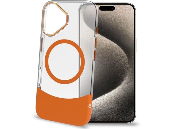 Magdual MagSafe-kompatibelt skal iPhone 16 Orange + Transparent