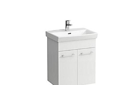 Laufen PRO N valkoinen kalustepaketti, jossa kaksi ovea ja pesuallas Mitat: leveys 560 mm, korkeus 670 mm, syvyys 420 mm