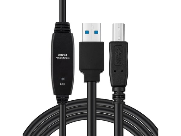 MicroConnect - USB-kabel - USB typ A (hane) till USB Type B (hane) - USB 3.2 Gen 1 - 10 m - aktiv - svart