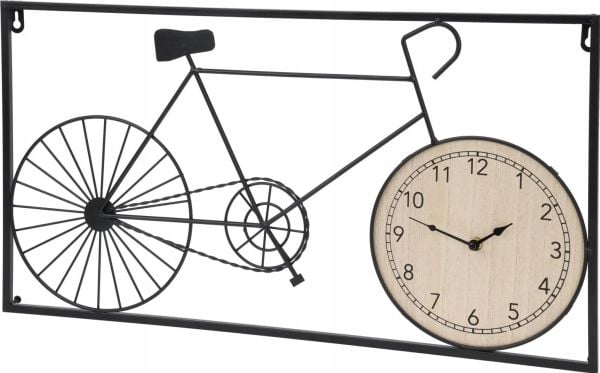 Home Styling Collection veggdekor i metall, retro sykkel og klokke, 60 x 32 x 5 cm