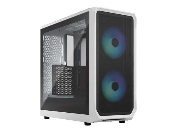 Fractal Design Focus 2 RGB - Tower - ATX - sidepanel med vindu (herdet glass) - ingen strømforsyning (ATX) - hvit TG-klar fargetone - USB/lyd
