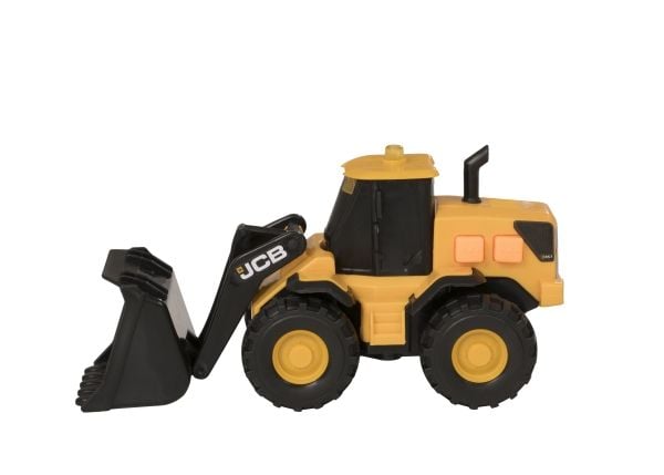 Pieni JCB-kuormaaja, jossa on valot ja äänet