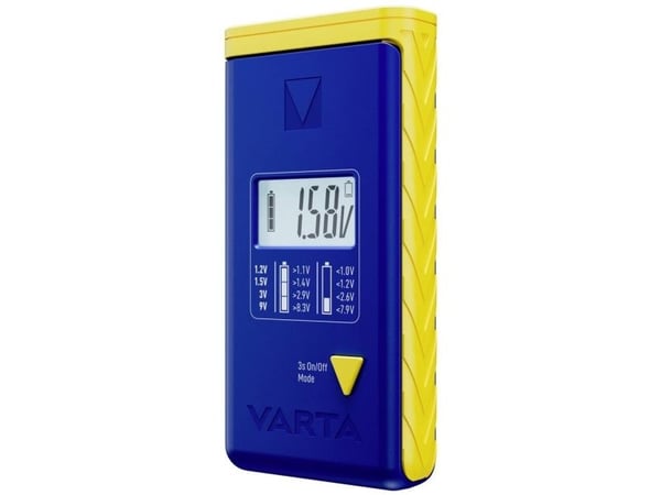 Varta LCD Battery Tester, 9v, AA, AAA, C, D, Alkalinsk, Lithium-Ion (Li-Ion), Nikkelmetallhydrid (NiMH), Blå, Gult