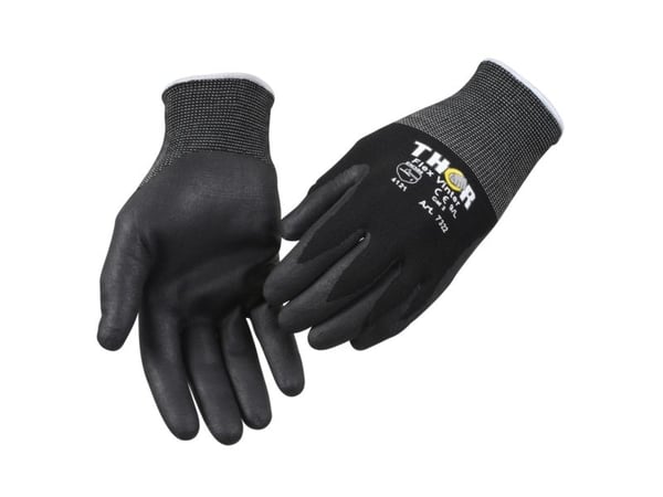 Halvdyppet nitrilhandske, THOR Flex Vinter, 11, sort, nitril/nylon - (12 stk.)