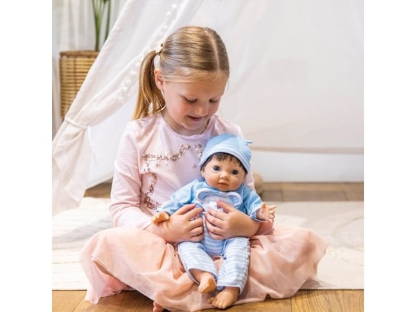 TINY TREASURES, Blue Bear Doll, Brown Hair