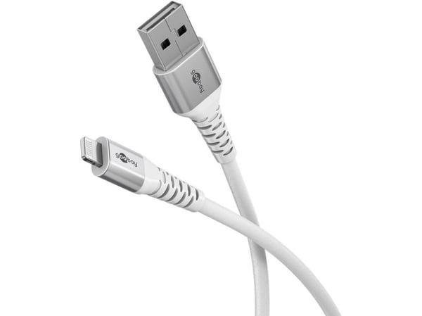 Goobay 74512, 2 m, Lightning, USB A, Hankjønn, Hankjønn, Hvit