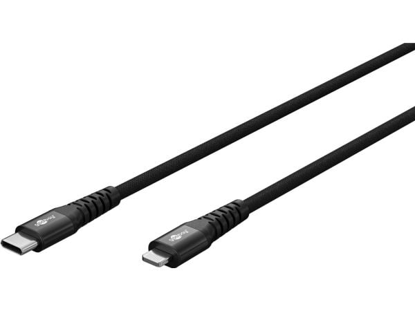 Goobay 74516, 2 m, Lightning, USB C, urosliitin, urosliitin, musta