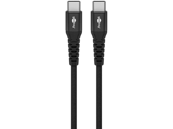 USB-C™ superpehmeä tekstiilikaapeli metalliliittimellä, m, musta;harmaa