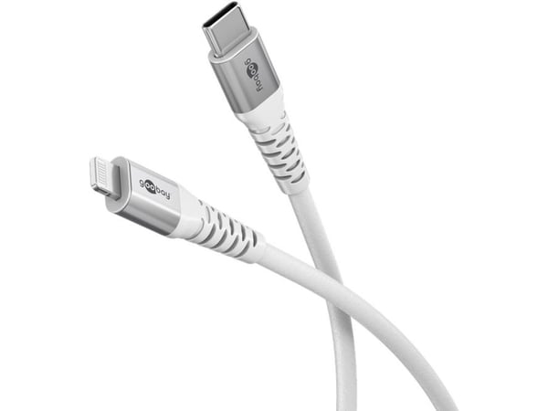 Goobay 74520, 2 m, Lightning, USB C, urosliitin, urosliitin, valkoinen