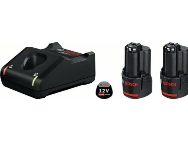 Bosch 1 600 A01 9R8, Batteri- og ladersett, Lithium-Ion (Li-Ion), 2 Ah, 12 V, Bosch, Sort