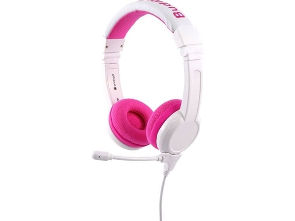 BuddyPhones School+, Langallinen, Puhelut/Musiikki, 20 - 20000 Hz, Kuulokkeet, Vaaleanpunainen, Valkoinen