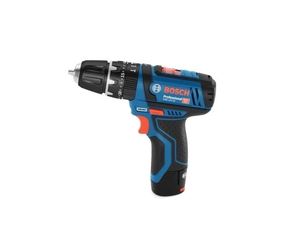 Bosch GSB 12V-15 Professional - Hammerbor/driver - trådløs - 2 hastigheter - nøkkelfri borhylse 10 mm - 30 N·m - 2 batterier - 12 V