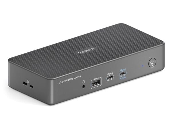 PureLink VL-D210DL, Kabel, USB 3.2 Gen 2 (3.1 Gen 2) Type-C, 96 W, 3,5 mm, 10,100,1000 Mbit/s, Grå