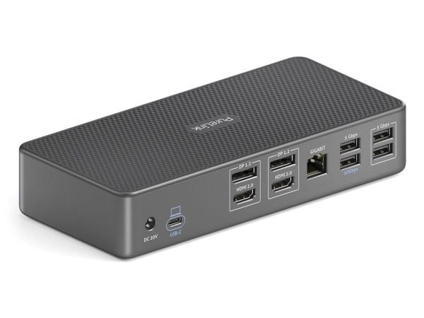 PureLink VL-D210DL, Koblet med ledninger (ikke trådløs), USB 3.2 Gen 2 (3.1 Gen 2) Type-C, 96 W, 3,5 mm, 10,100,1000 Mbit/s, Grå