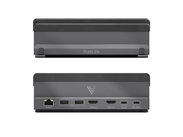PureLink VL-DS100, langallinen, USB 3.2 Gen 1 (3.1 Gen 1) Type-C, 100 W, 2.0/2.1, 10 100 1000 Mbit/s, musta, harmaa