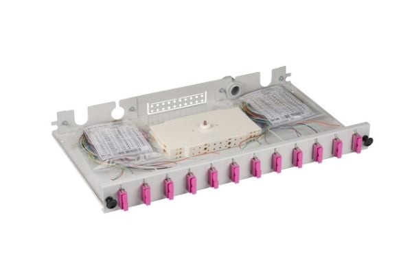 EFB Elektronik B71203L12OM4, SC, harmaa, violetti, monimuotokytkentä, metalli, OM4, 483 mm
