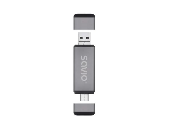 Savio 3-i-1 SD-kortleser, USB-C+ USB-A 2.0+ Micro USB, AK-72 Savio 3-i-1 SD-kortleser, USB-C+ USB-A 2.0+ Micro USB, AK-72