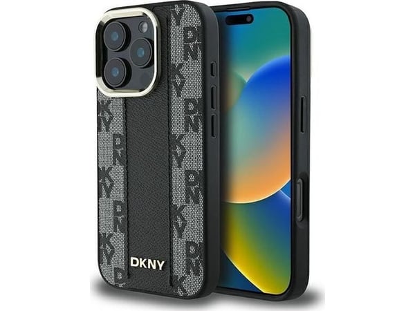 DKNY DKHMP16LPCPVSLK iPhone 16 Pro 6,3" svart hardcase rutemønster Magsafe