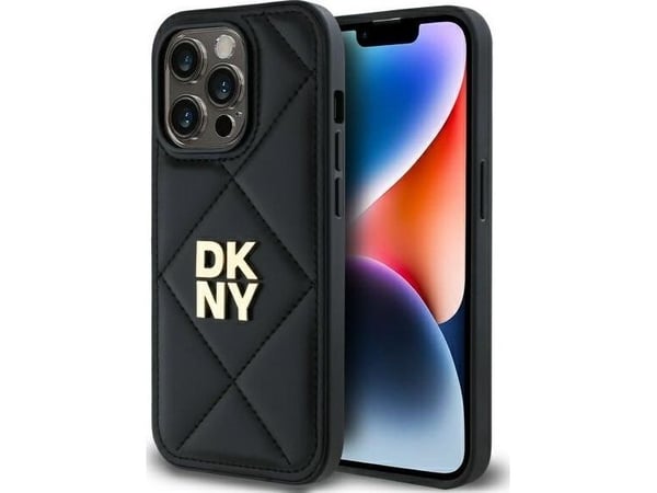 DKNY DKHCP14XPQDSLK iPhone 14 Pro Max 6,7" svart/svart quiltat Stack Logo