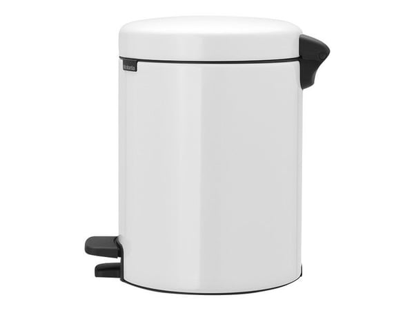 Pedalhink, Brabantia NewIcon, vit, pulverlackerad stål, 5 liters innerbehållare i plast och mjukstängande lock