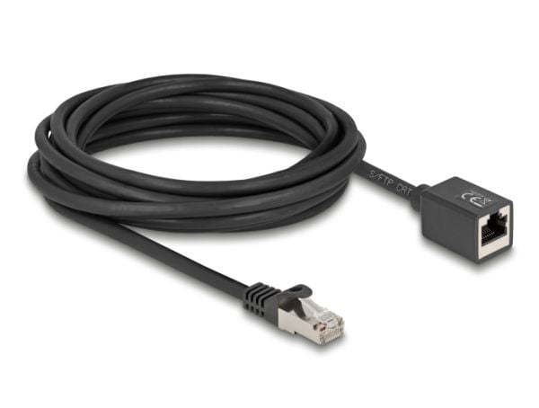 Delock - Nettverksforlengelseskabel - RJ-45 (hann) til RJ-45 (hunn) - 5 m - 6 mm - S/FTP - CAT 6a - halogenfri, uten hindringer, stifttilordning: 1...