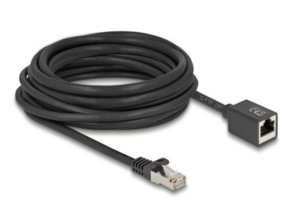Delock - Nettverksforlengelseskabel - RJ-45 (hann) til RJ-45 (hunn) - 7.5 m - 6 mm - S/FTP - CAT 6a - halogenfri, uten hindringer - svart