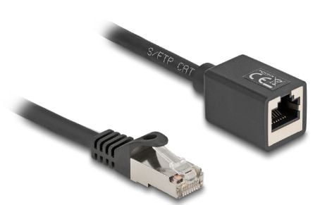 Delock - Nettverksforlengelseskabel - RJ-45 (hann) til RJ-45 (hunn) - 7.5 m - 6 mm - S/FTP - CAT 6a - halogenfri, uten hindringer - svart