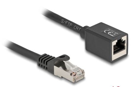 Delock - Nettverksforlengelseskabel - RJ-45 (hann) til RJ-45 (hunn) - 10 m - 6 mm - S/FTP - CAT 6a - halogenfri, uten hindringer - svart