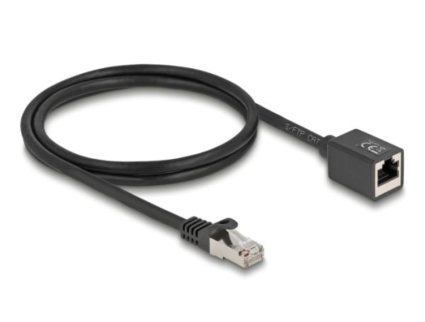 Delock - Nettverksforlengelseskabel - RJ-45 (hann) til RJ-45 (hunn) - 1 m - 6 mm - S/FTP - CAT 6a - halogenfri - svart